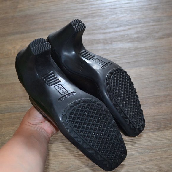 NWOT Bass & Co Black Leather Heeled Ankle Bootie Square Toe Shoe Size 7 - Picture 3 of 5